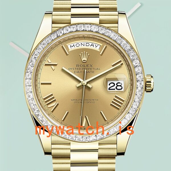 Rolex Day-Date 40mm m228398tbr-0003 Mens Diamond Bezel Champagne Dial: Genuine vs. Replica